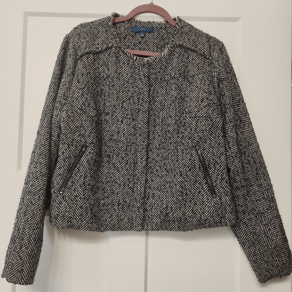 Apt. 9 Black and White Herringbone Blazer